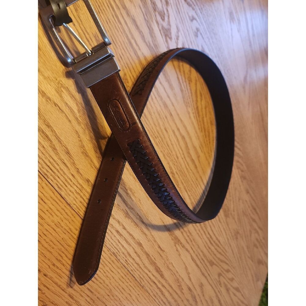 Columbia Brown Men's Leather Belt with Braided Detail NWT
